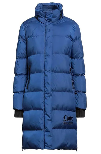 Love Moschino Elegant Long Down Jacket with Logo Detail