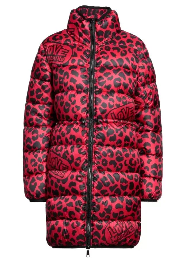 Love Moschino Elegant Leopard Print Polyester Down Jacket