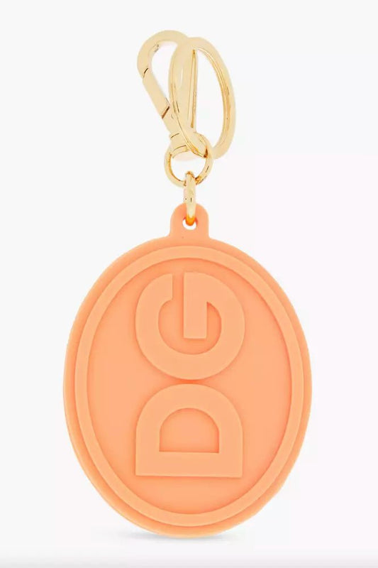 Dolce & Gabbana Elegant Orange Keychain with Gold Hardware