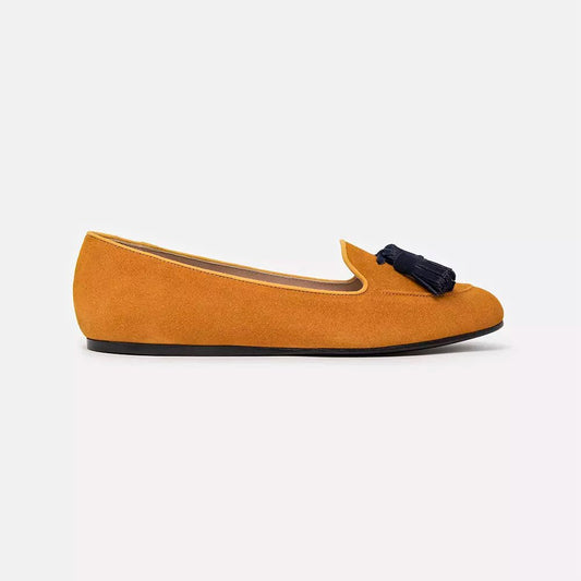 Charles Philip Chic Suede Tassel Moccasins in Ocher Yellow