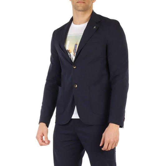 Fred Mello Chic Solid Blue Lightweight Cotton Jacket