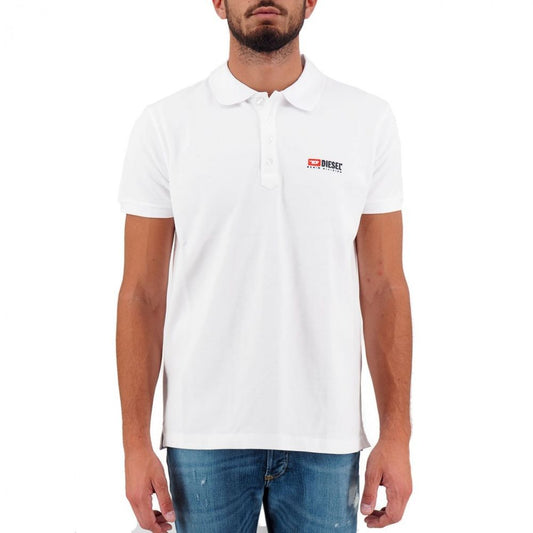 Diesel Elegant White Cotton Polo Shirt with Contrasting Logo