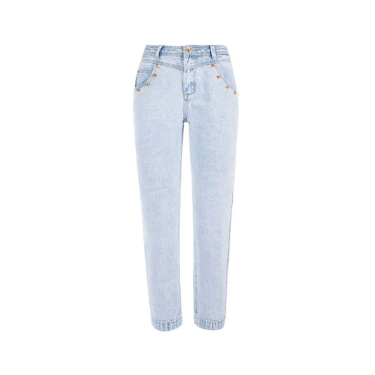 Yes Zee Chic High-Waisted Light Wash Denim with Studs