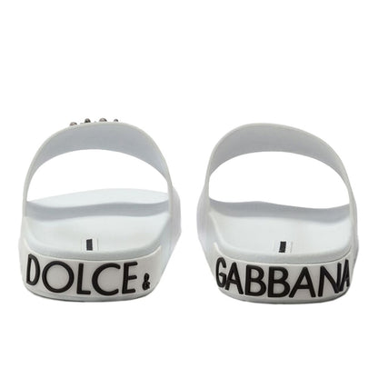 Dolce & Gabbana Elegant White Calfskin Rubber Slippers