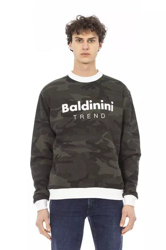 Baldinini Trend Army Cotton Fleece Hoodie with Front Logo