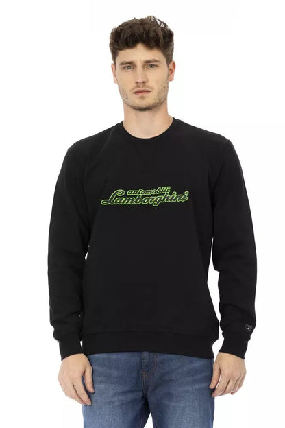 Automobili Lamborghini Sleek Black Cotton Crewneck Sweatshirt