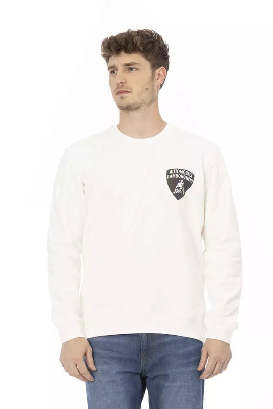 Automobili Lamborghini Sleek White Crewneck Shield Logo Sweater
