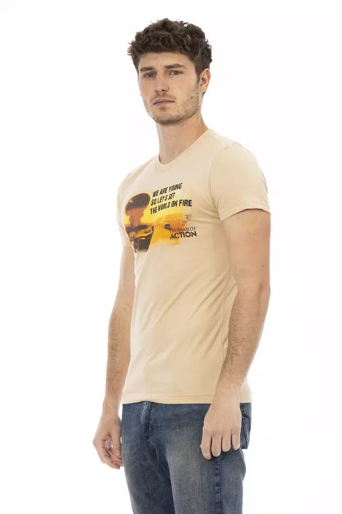 Trussardi Action Beige Short Sleeve Round Neck T-shirt