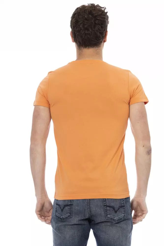 Trussardi Action Orange Cotton Blend Tee with Chic Front Print