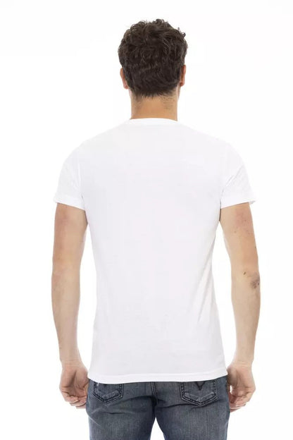 Trussardi Action Elevated White Short Sleeve Tee with Front Print
