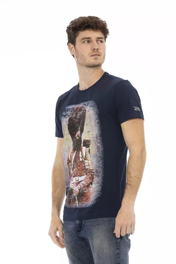 Trussardi Action Chic Blue Short Sleeve Tee with Front Print