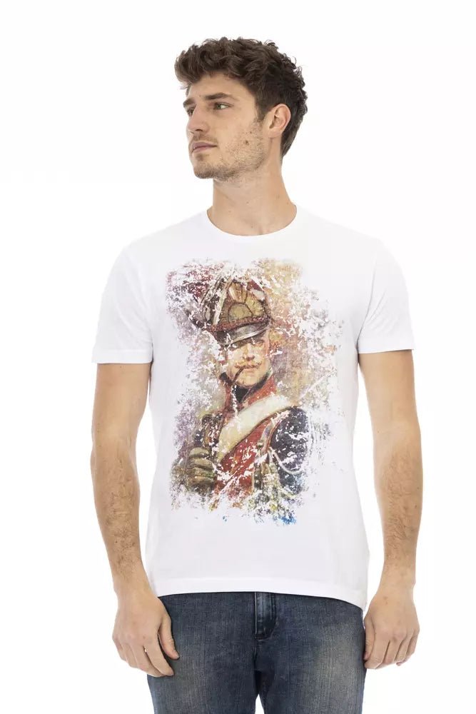 Trussardi Action Sleek White Tee with Chic Front Print