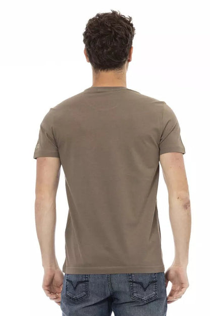 Trussardi Action Elegant Brown Short Sleeve T-shirt with Front Print