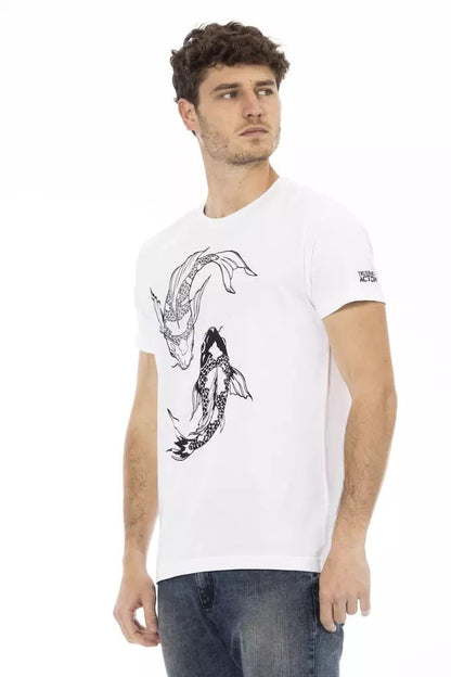 Trussardi Action Sleek White Tee with Artistic Front Print