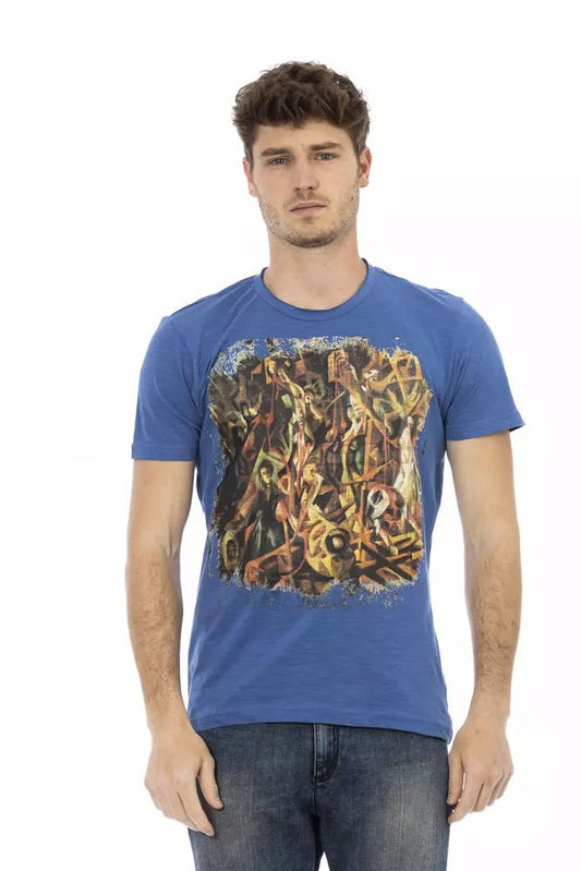 Trussardi Action Sophisticated Blue Tee with Front Print