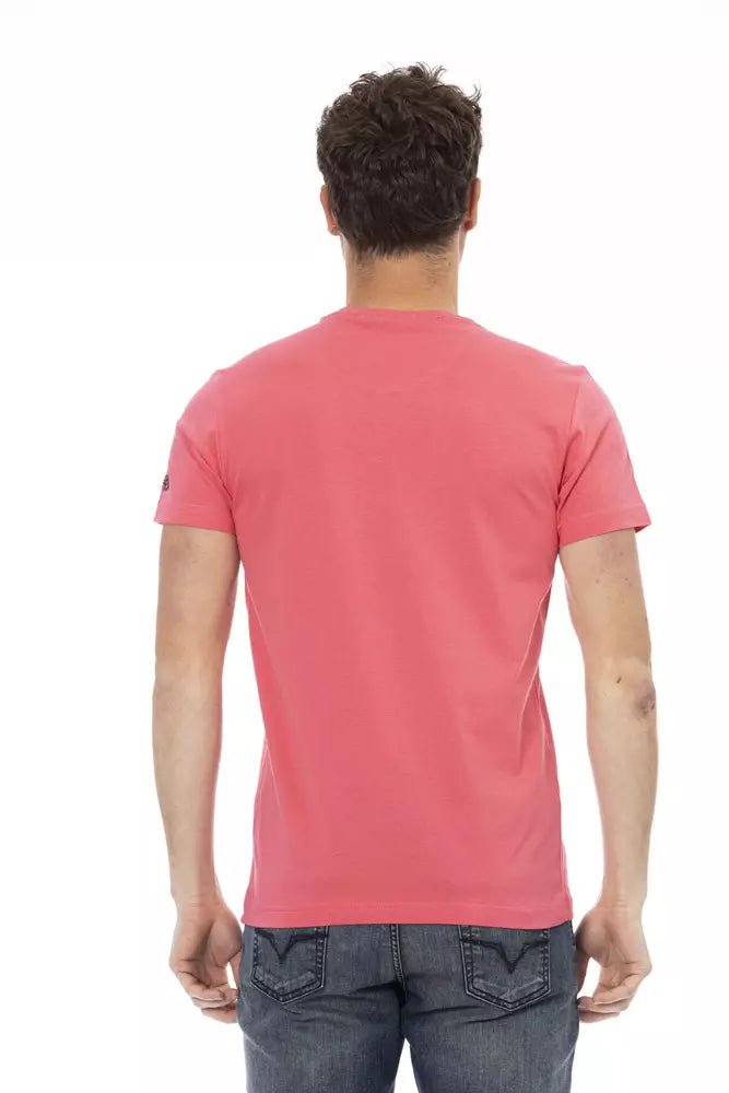 Trussardi Action Chic Pink Short Sleeve Tee with Unique Front Print