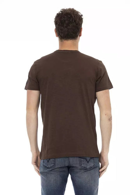 Trussardi Action Sophisticated Brown Tee with Elegant Front Print