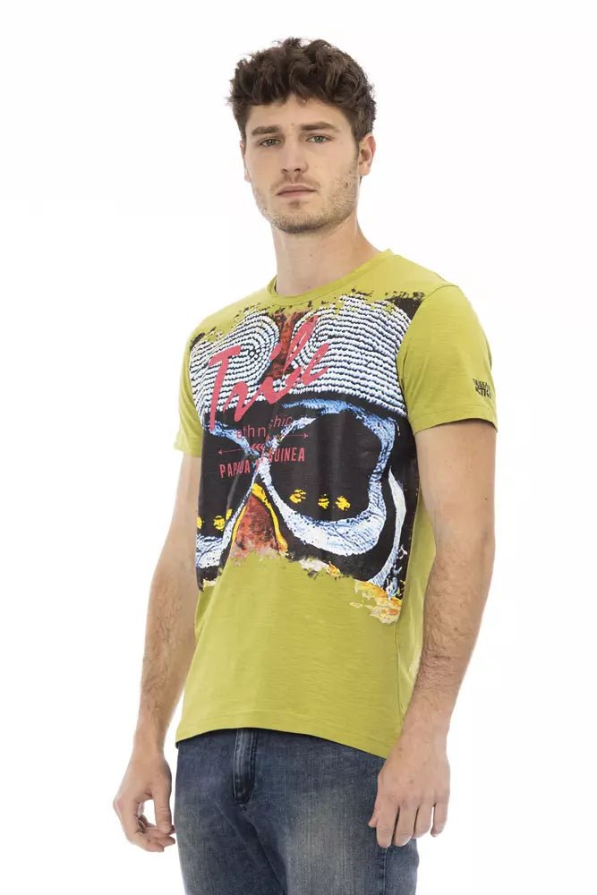 Trussardi Action Emerald Green Short Sleeve Tee with Front Print
