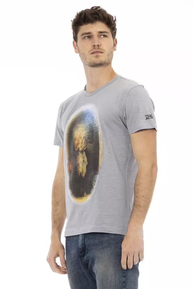Trussardi Action Chic Gray Cotton Blend Tee for Men