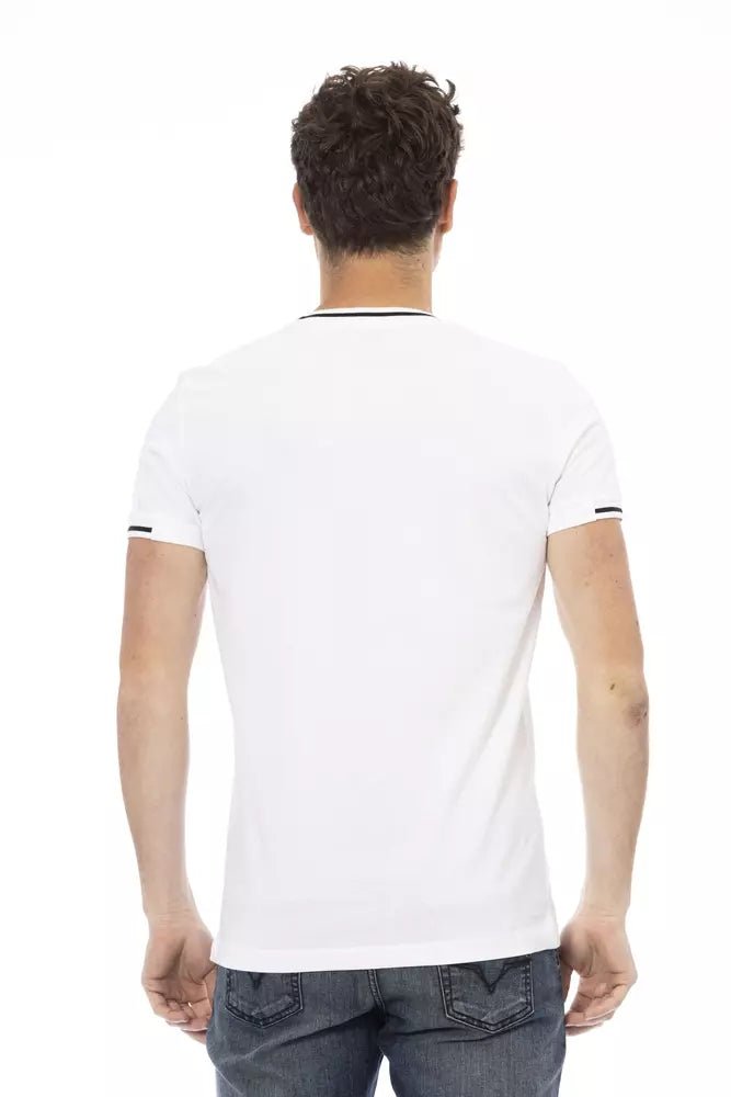 Trussardi Action Chic White Tee with Unique Front Print