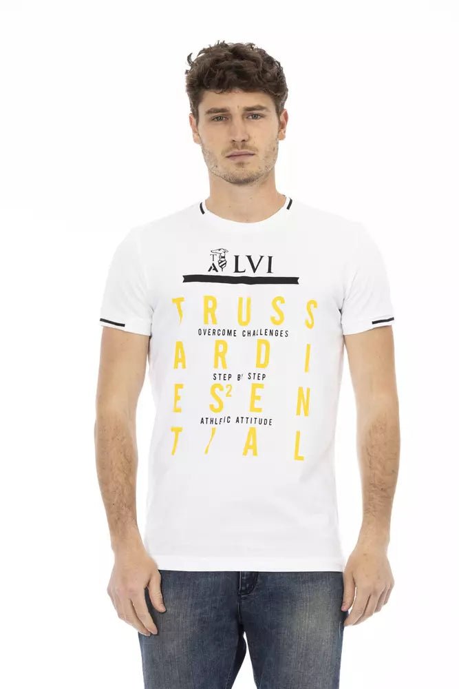 Trussardi Action Chic White Tee with Unique Front Print