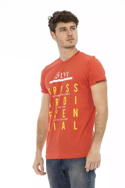 Trussardi Action Orange Short Sleeve T-shirt with Unique Front Print
