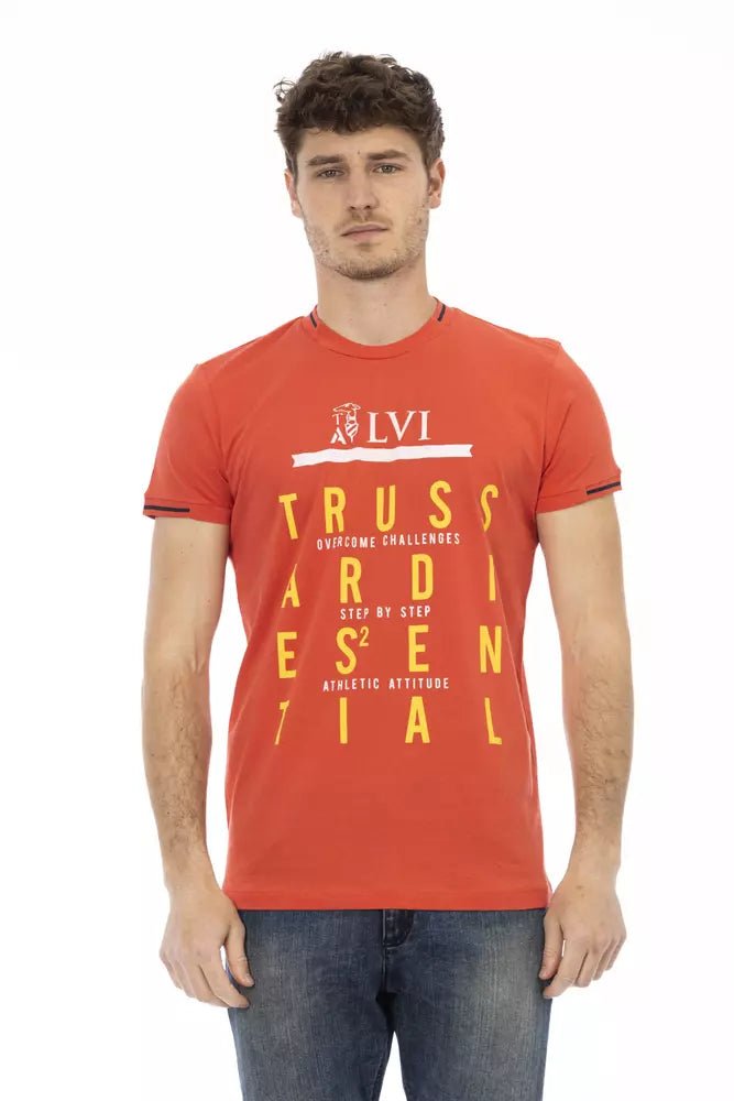 Trussardi Action Orange Short Sleeve T-shirt with Unique Front Print