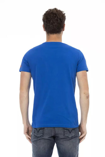 Trussardi Action Chic Blue Short Sleeve Tee w/ Front Print