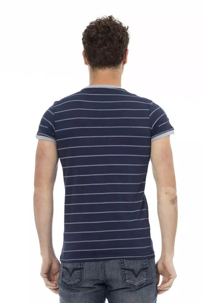 Trussardi Action Sleek Blue Short Sleeve T-Shirt with Stylish Print
