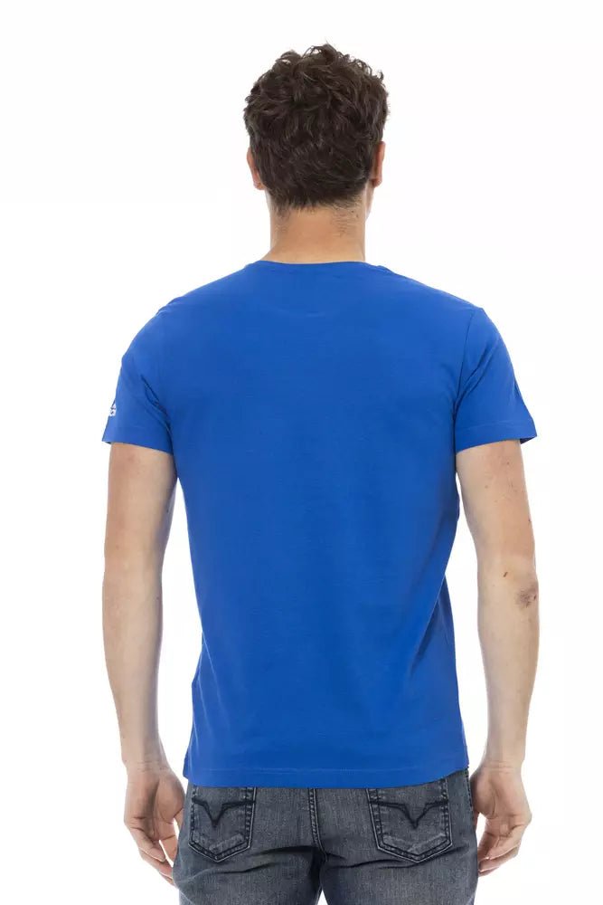 Trussardi Action Classic Blue Round Neck Tee with Front Print