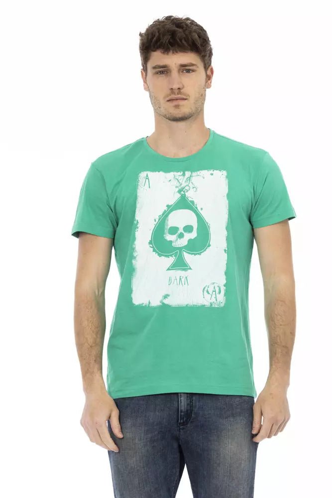 Trussardi Action Emerald Green Cotton Blend Tee with Front Print