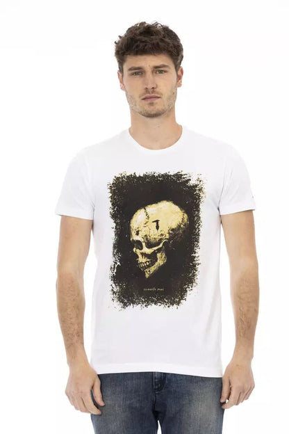 Trussardi Action Elegant White Print Tee with a Touch of Comfort