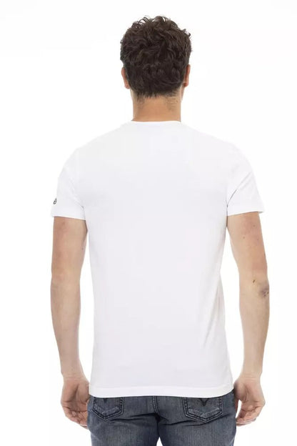 Trussardi Action Elegant White Print Tee with a Touch of Comfort