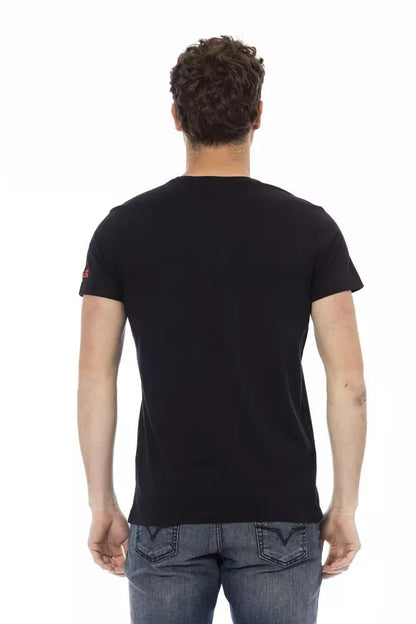 Trussardi Action Sleek Black Cotton Blend Round Neck T-Shirt