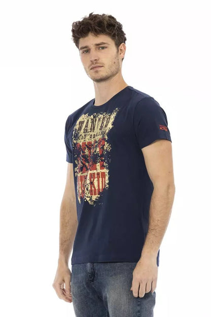 Trussardi Action Chic Blue Printed Short Sleeve Tee