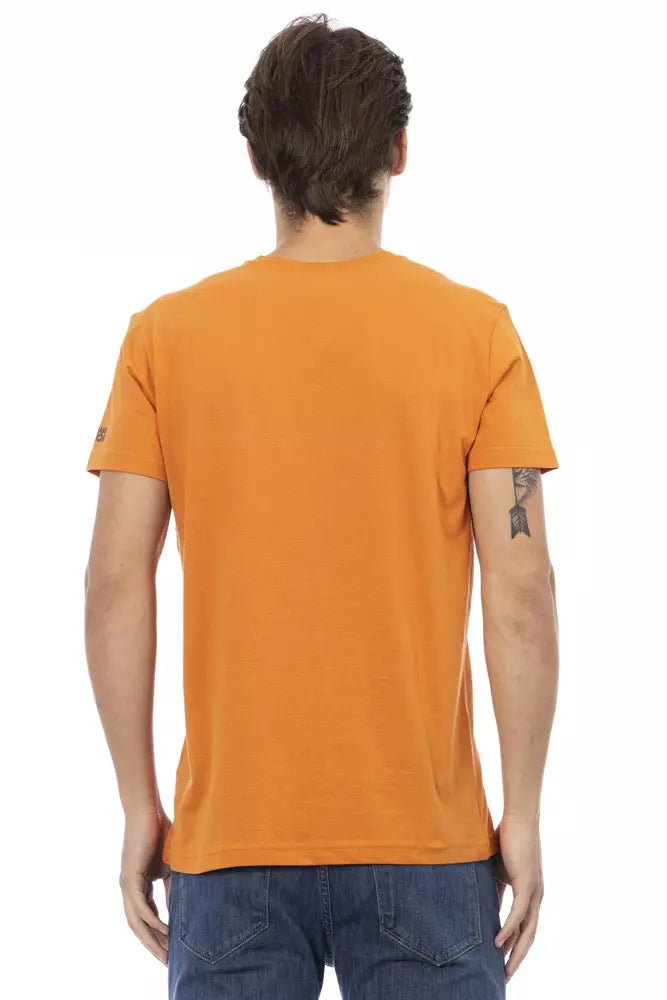 Trussardi Action V-Neck Orange Short Sleeve Tee with Front Print