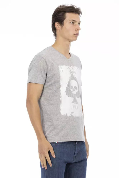 Trussardi Action V-Neck Short Sleeve Tee with Front Print