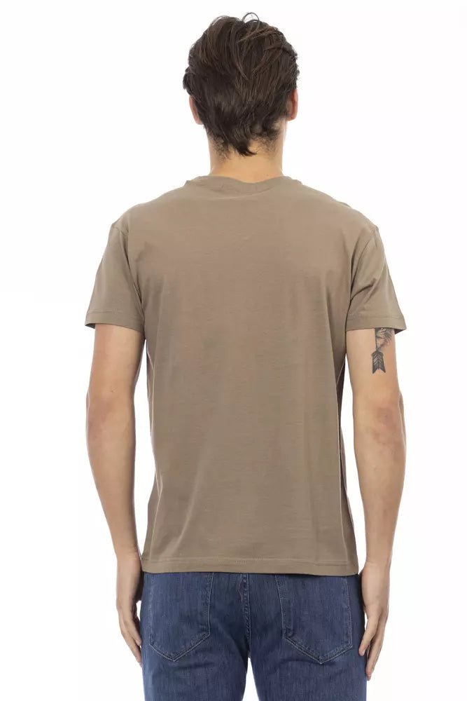 Trussardi Action Elegant V-neck Tee with Chic Front Print