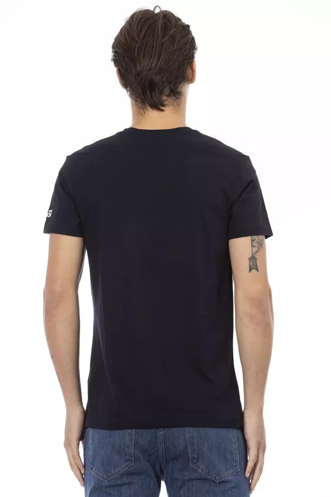 Trussardi Action Sleek V-Neck Tee with Bold Front Graphic