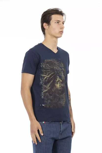 Trussardi Action V-Neck Cotton Blend Casual Tee