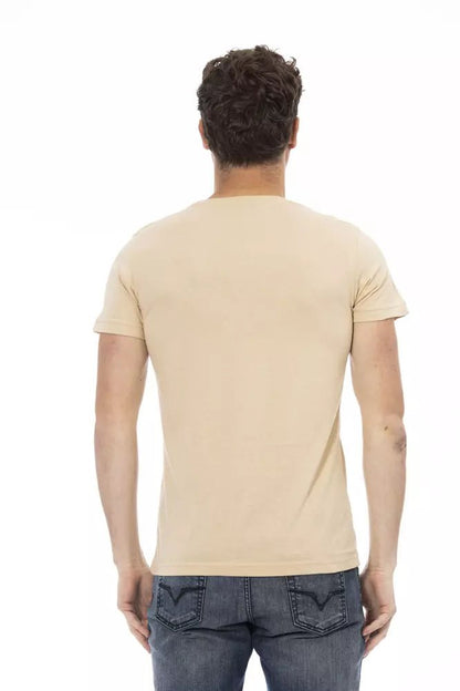 Trussardi Action Beige Short Sleeve Fashion Tee with Front Print