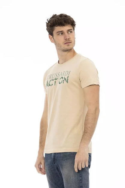 Trussardi Action Beige Short Sleeve Fashion Tee with Front Print