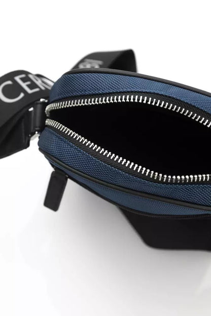 Cerruti 1881 Elegant Blue Nylon-Leather Crossbody Handbag