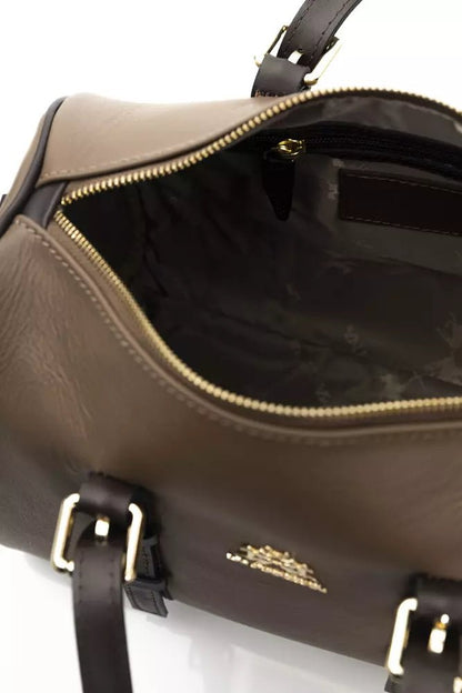 La Martina Elegant Calf Leather Crossbody Bag in Rich Brown