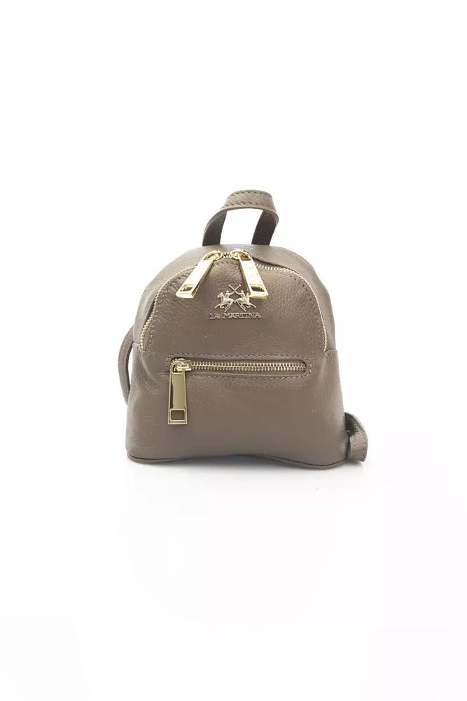 La Martina Elegant Brown Leather Crossbody Bag