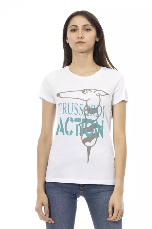 Trussardi Action Chic White Printed Tee: Summer Wardrobe Essential