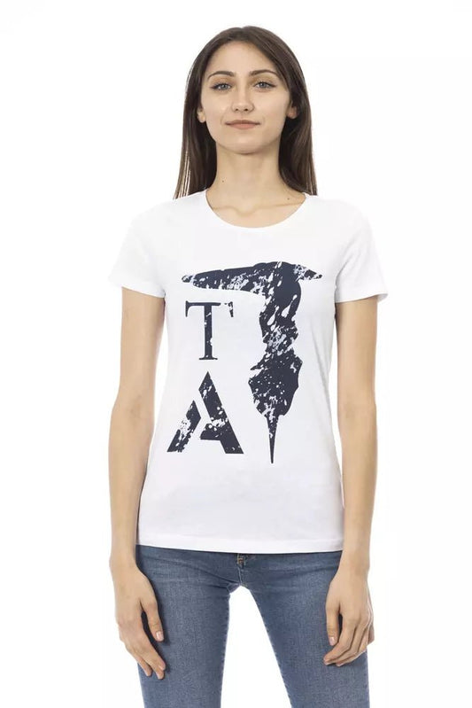 Trussardi Action Chic White Tee with Elegant Front Print