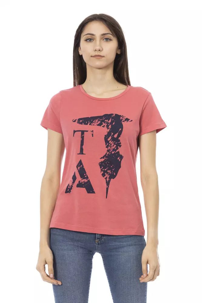 Trussardi Action Chic Pink Short Sleeve Tee with Front Print