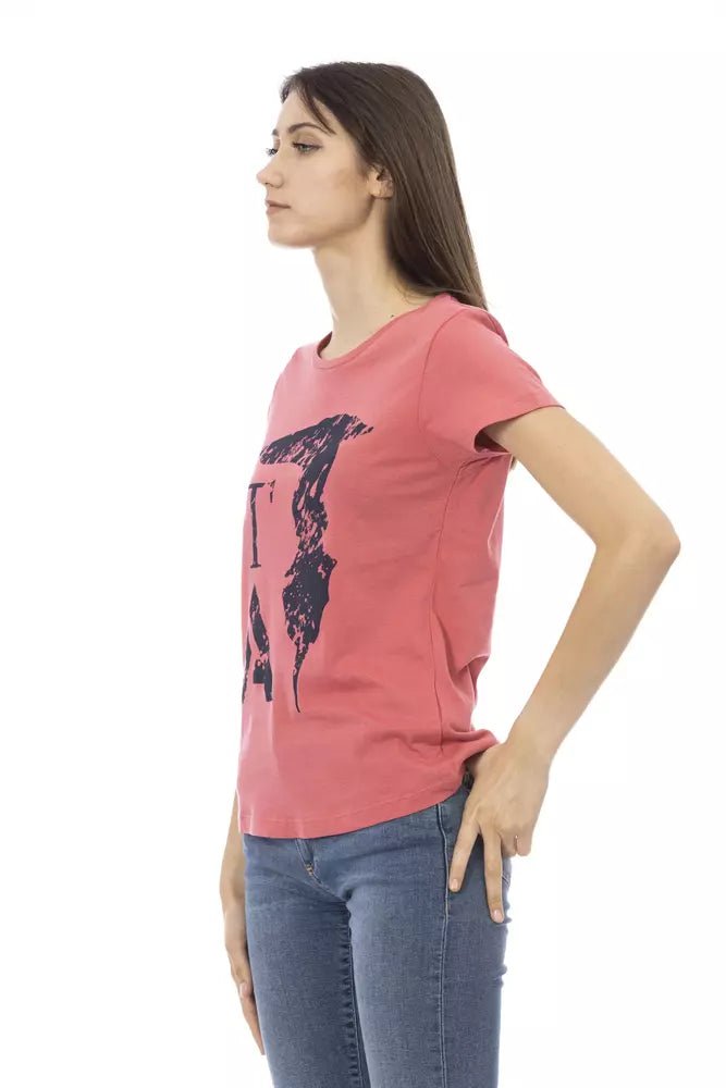 Trussardi Action Chic Pink Short Sleeve Tee with Front Print