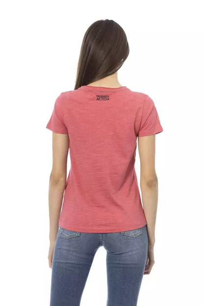 Trussardi Action Chic Pink Round Neck Tee with Front Print